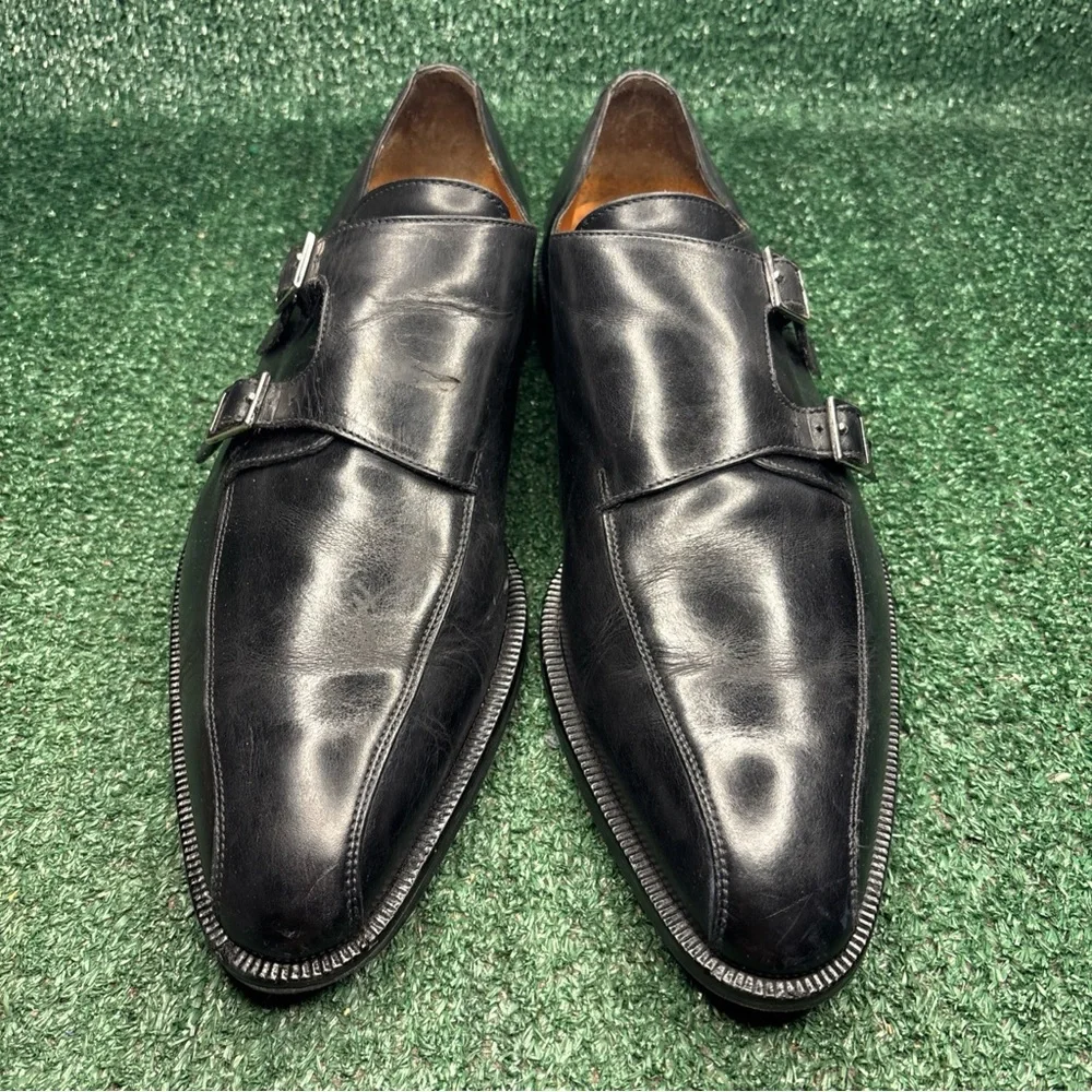DONALD J PLINER ‘Azone’ Black‎ Double Monk Strap Dress Shoes Mens Size 14 M